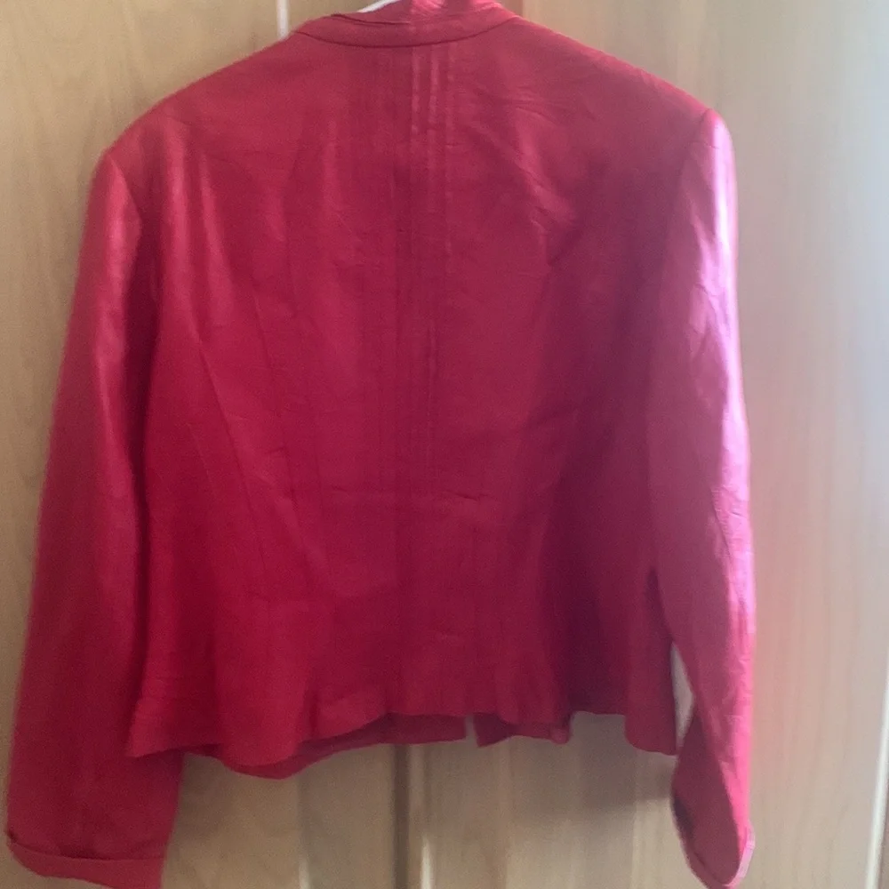 Womens Red leather jacket size XL made by Anne Klein - Picture 3 of 4
